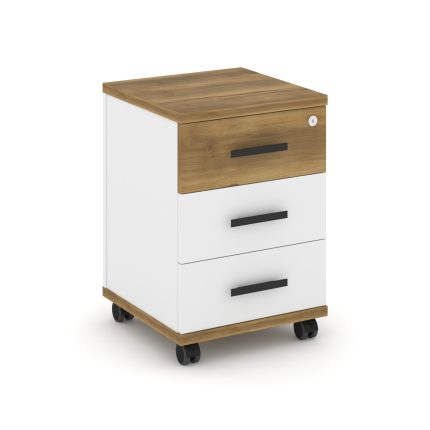 Concept Тумба мобильная 3 ящ. CN.TUM-003 B Сандал Янтарный/Белый Бриллиант/Металл Черный 420*420*615