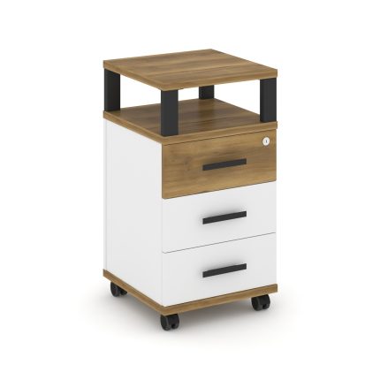 Concept Тумба мобильная 3 ящ. с надставкой CN.TUM-004 B Сандал Янтарный/Белый Бриллиант/Металл Черны