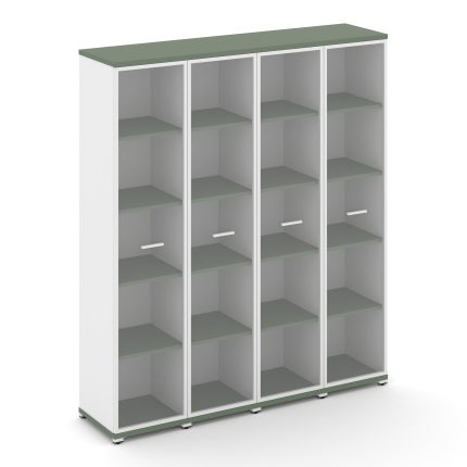 Concept Шкаф 4 узкие секции, 5 ниш CN.STU-548 RPW W Кобо/Белый Бриллиант/Металл Белый/Прозрачный 166
