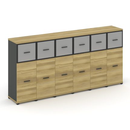 Concept Шкаф 6 узких секций, 3 ниши CN.STU-364 RMB A Дуб Винченцо/Антрацит/Металл Антрацит/Сатин 250