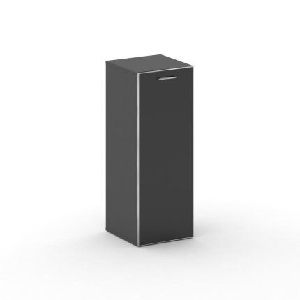 Fresco Шкаф узкий средний левый FR.SU-204 (L) black Базальт UM/Лакобель Черный/Хром 450*460*1202