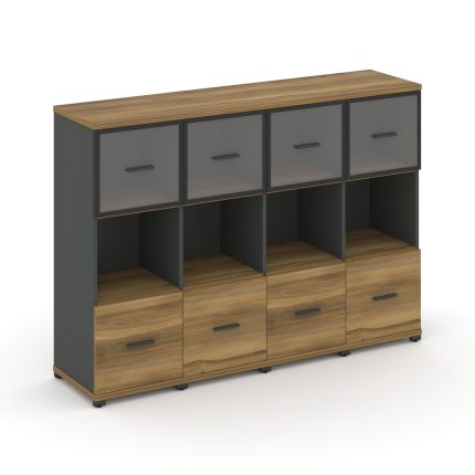 Concept Шкаф 4 узкие секции, 3 ниши CN.STU-345 RPB A Сандал Янтарный/Антрацит/Металл Антрацит/Прозра