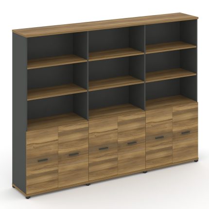 Concept Шкаф 3 широкие секции, 5 ниш CN.STS-531 A Сандал Янтарный/Антрацит/Металл Антрацит 2500*420*