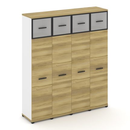 Concept Шкаф 4 узкие секции, 5 ниш CN.STU-547 RMB B Дуб Винченцо/Белый Бриллиант/Металл Черный/Сатин