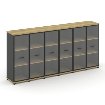 Concept Шкаф 6 узких секций, 3 ниши CN.STU-366 RPB A Дуб Винченцо/Антрацит/Металл Антрацит/Прозрачны
