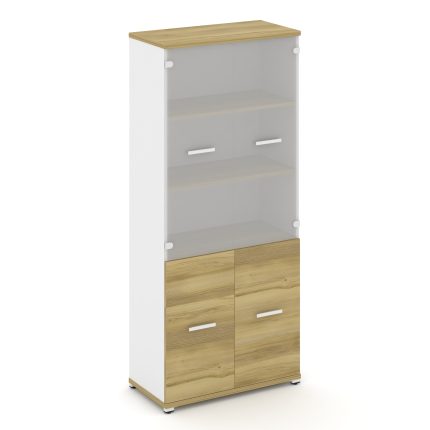 Concept Шкаф 1 широкая секция, 5 ниш CN.STS.E-512 SM W Дуб Винченцо/Белый Бриллиант/Металл Белый/Сат