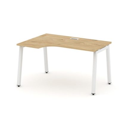 Style Project Стол рабочий эргоном. SN-5A.SPA-022(L) Тиквуд Светлый/Металл Белый 1580*800/980*750