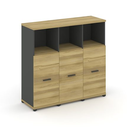 Concept Шкаф 3 узкие секции, 3 ниши CN.STU-333 A Дуб Винченцо/Антрацит/Металл Антрацит 1252*420*1186