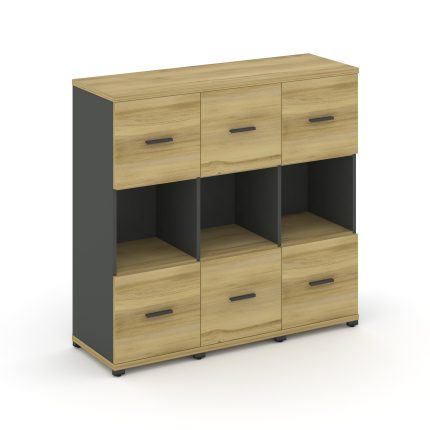 Concept Шкаф 3 узкие секции, 3 ниши CN.STU-335 A Дуб Винченцо/Антрацит/Металл Антрацит 1252*420*1186