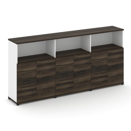 Concept Шкаф 3 широкие секции, 3 ниши CN.STS-333 B Дуб Мали/Белый Бриллиант/Металл Черный 2500*420*1