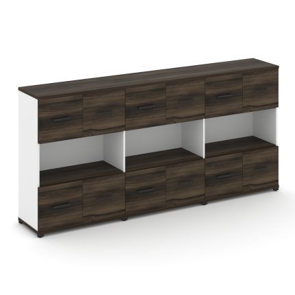 Concept Шкаф 3 широкие секции, 3 ниши CN.STS-335 B Дуб Мали/Белый Бриллиант/Металл Черный 2500*420*1