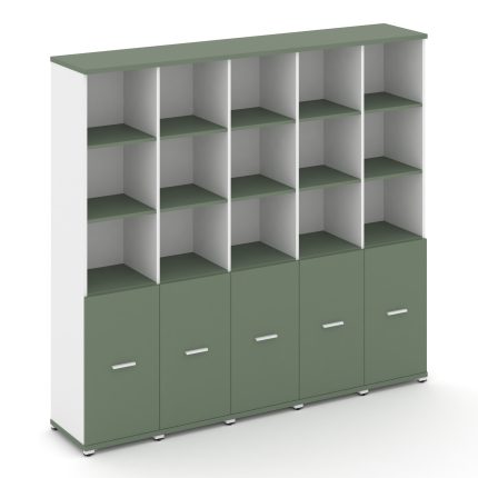 Concept Шкаф 5 узких секций, 5 ниш CN.STU-551 W Кобо/Белый Бриллиант/Металл Белый 2084*420*1922