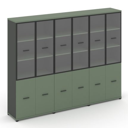 Concept Шкаф 3 широкие секции, 5 ниш CN.STS-532 RPB A Кобо/Антрацит/Металл Антрацит/Прозрачный 2500*