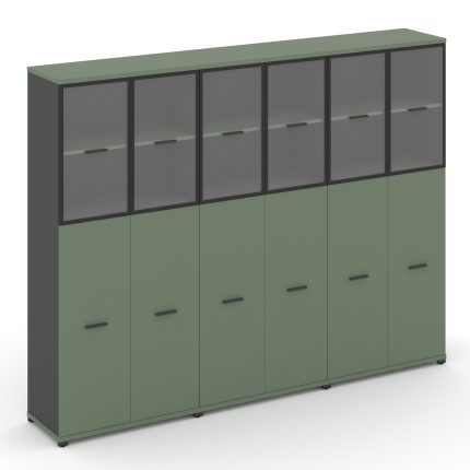 Concept Шкаф 3 широкие секции, 5 ниш CN.STS-535 RPB A Кобо/Антрацит/Металл Антрацит/Прозрачный 2500*