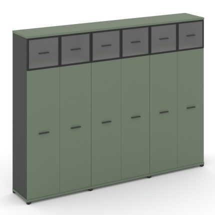 Concept Шкаф 3 широкие секции, 5 ниш CN.STS-537 RPB A Кобо/Антрацит/Металл Антрацит/Прозрачный 2500*