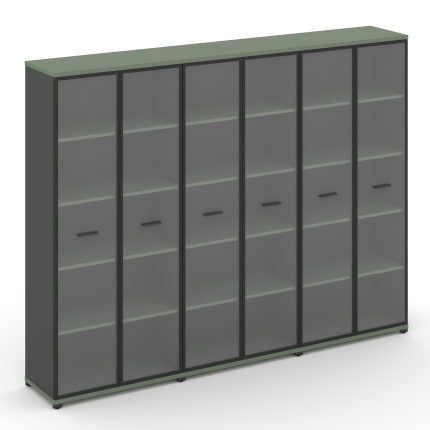 Concept Шкаф 3 широкие секции, 5 ниш CN.STS-538 RPB A Кобо/Антрацит/Металл Антрацит/Прозрачный 2500*