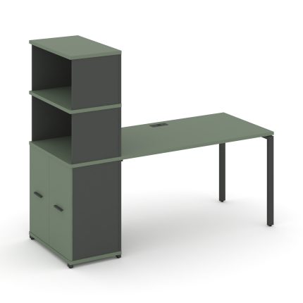 Concept Стол рабочий с опорным распаш. шкафом с надставкой выс. CN.SP-230 A Кобо/Антрацит/Металл Ант