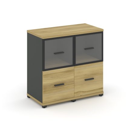 Concept Шкаф 2 узкие секции, 2 ниши CN.STU-222 RPB A Дуб Винченцо/Антрацит/Металл Антрацит/Прозрачны