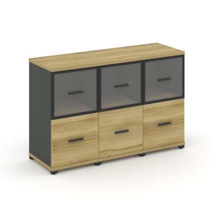 Concept Шкаф 3 узкие секции, 2 ниши CN.STU-232 RPB A Дуб Винченцо/Антрацит/Металл Антрацит/Прозрачны