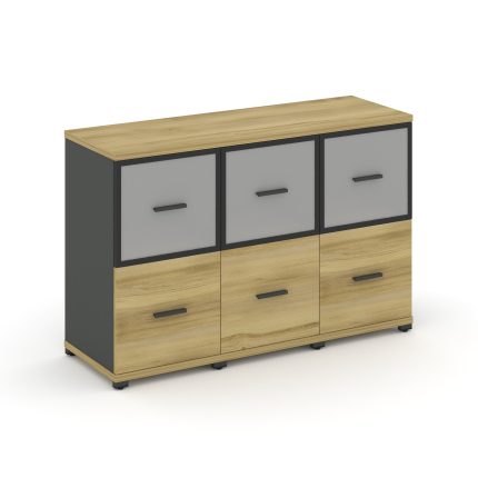 Concept Шкаф 3 узкие секции, 2 ниши CN.STU-232 RMB A Дуб Винченцо/Антрацит/Металл Антрацит/Сатин 125