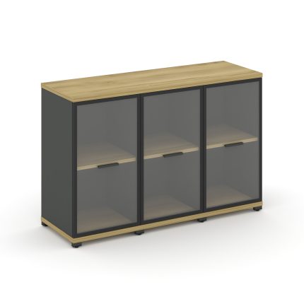 Concept Шкаф 3 узкие секции, 2 ниши CN.STU-233 RPB A Дуб Винченцо/Антрацит/Металл Антрацит/Прозрачны