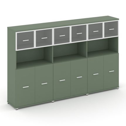 Concept Шкаф 3 широкие секции, 4 ниши CN.STS-435 RPW W Кобо/Металл Белый/Прозрачный 2500*420*1554