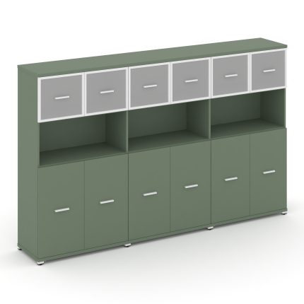 Concept Шкаф 3 широкие секции, 4 ниши CN.STS-435 RMW W Кобо/Металл Белый/Сатин 2500*420*1554