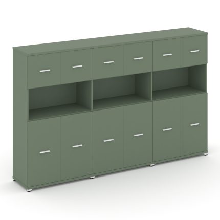 Concept Шкаф 3 широкие секции, 4 ниши CN.STS-435 W Кобо/Металл Белый 2500*420*1554