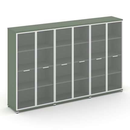 Concept Шкаф 3 широкие секции, 4 ниши CN.STS-436 RPW W Кобо/Металл Белый/Прозрачный 2500*420*1554