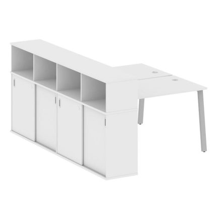 Metal System Рабочая станция с шкафом-купе на А-образном м/к БА.РС-СШК-4.2 Т Белый/Металл Серый 1610