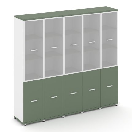 Concept Шкаф 5 узких секций, 5 ниш CN.STU-552 RMW W Кобо/Белый Бриллиант/Металл Белый/Сатин 2084*420