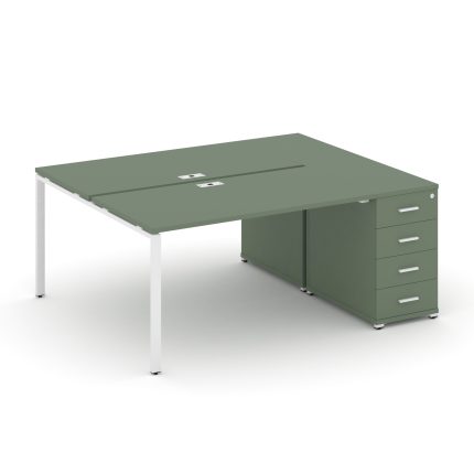 Concept Рабочая станция с 1 опорной тумбой CN.DRS-401 W Кобо/Металл Белый 1400*1480*750