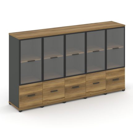 Concept Шкаф 5 узких секций, 3 ниши CN.STU-352 RPB A Сандал Янтарный/Антрацит/Металл Антрацит/Прозра