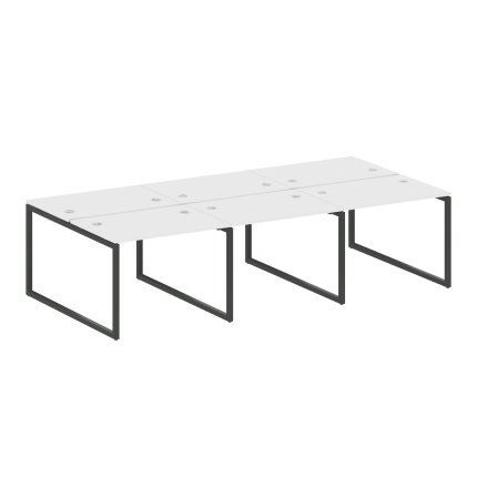 Metal System Quattro Рабочая станция на 6 раб. мест на О-образном м/к 40БО.СМ-6.1 Белый/Металл Антра