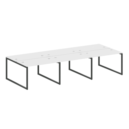 Metal System Quattro Рабочая станция на 6 раб. мест на О-образном м/к 40БО.СМ-6.2 Белый/Металл Антра