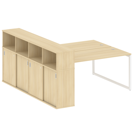 Metal System Quattro Рабочая станция с шкафом-купе на О-образном м/к 40БО.РС-СШК-4.4 Т Акация Лорка/