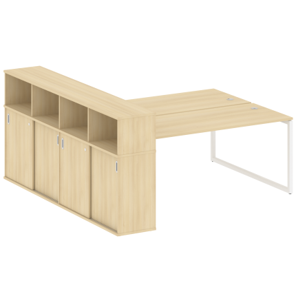 Metal System Quattro Рабочая станция с шкафом-купе на О-образном м/к 40БО.РС-СШК-4.5 Т Акация Лорка/