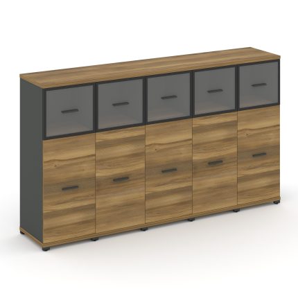 Concept Шкаф 5 узких секций, 3 ниши CN.STU-354 RPB A Сандал Янтарный/Антрацит/Металл Антрацит/Прозра