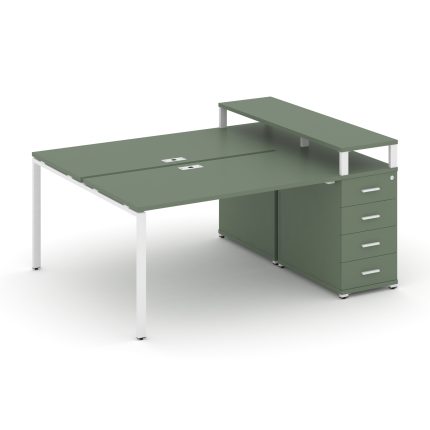 Concept Рабочая станция с 1 опорной тумбой CN.DRS-411 W Кобо/Металл Белый 1800*1480*917