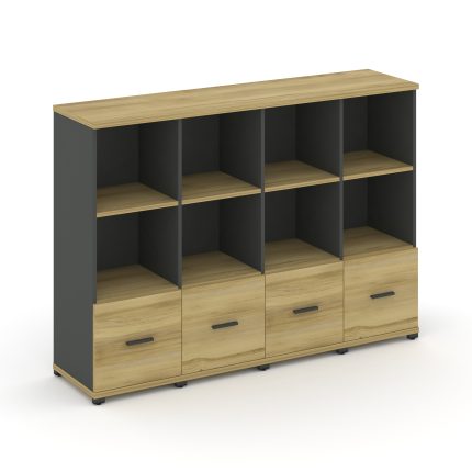 Concept Шкаф 4 узкие секции, 3 ниши CN.STU-341 A Дуб Винченцо/Антрацит/Металл Антрацит 1668*420*1186