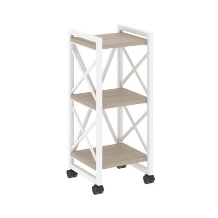 Loft Стеллаж на колесных опорах-3 полки VR.L-MST.K-3.4 Дуб Аттик/Металл Белый 400*400*968