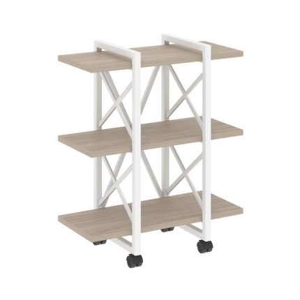 Loft Стеллаж на колесных опорах-3 полки VR.L-MST.K-3.4V Дуб Аттик/Металл Белый 800*400*968