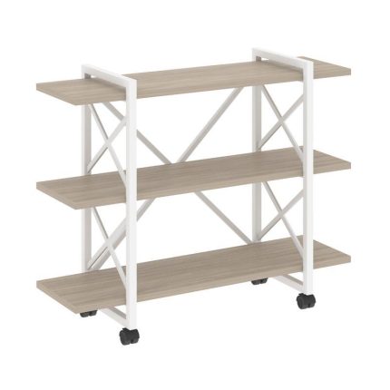 Loft Стеллаж на колесных опорах-3 полки VR.L-MST.K-3.8V Дуб Аттик/Металл Белый 1200*400*968