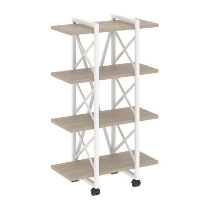 Loft Стеллаж на колесных опорах-4 полки VR.L-MST.K-4.4V Дуб Аттик/Металл Белый 800*400*1334