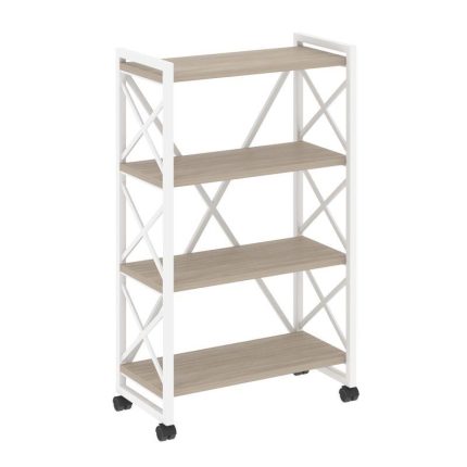 Loft Стеллаж на колесных опорах-4 полки VR.L-MST.K-4.8 Дуб Аттик/Металл Белый 800*400*1334