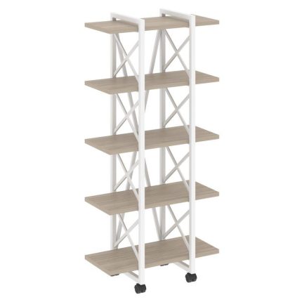 Loft Стеллаж на колесных опорах-5 полок VR.L-MST.K-5.4V Дуб Аттик/Металл Белый 800*400*1704