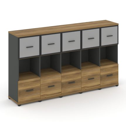 Concept Шкаф 5 узких секций, 3 ниши CN.STU-355 RMB A Сандал Янтарный/Антрацит/Металл Антрацит/Сатин