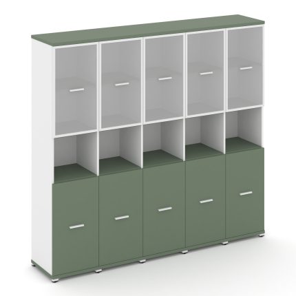 Concept Шкаф 5 узких секций, 5 ниш CN.STU-553 RMW W Кобо/Белый Бриллиант/Металл Белый/Сатин 2084*420