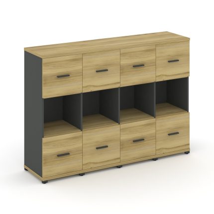 Concept Шкаф 4 узкие секции, 3 ниши CN.STU-345 A Дуб Винченцо/Антрацит/Металл Антрацит 1668*420*1186