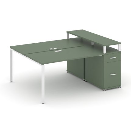 Concept Рабочая станция с 1 опорной тумбой CN.DRS-414 W Кобо/Металл Белый 1600*1480*917